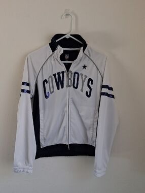 Dallas Cowboys NFL Sequin Full Zip Track Jacket Womans Large